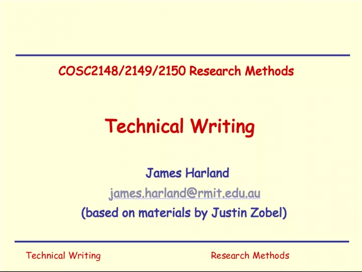 Technical Writing Research Methods and Scientific Papers