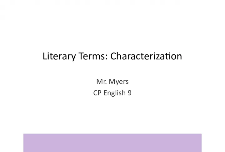 Understanding Literary Terms: Characterization in English Literature