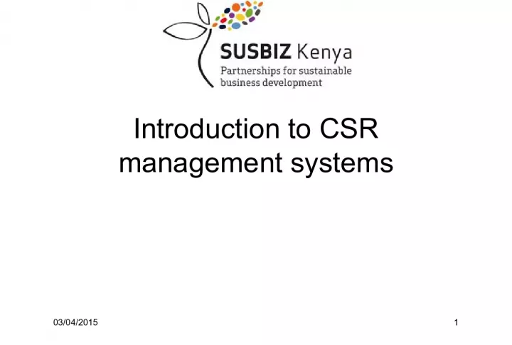 Understanding CSR Management Systems and Standards
