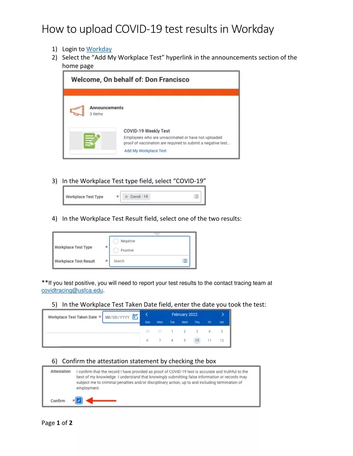 how to upload covid 19 test results in workday n.